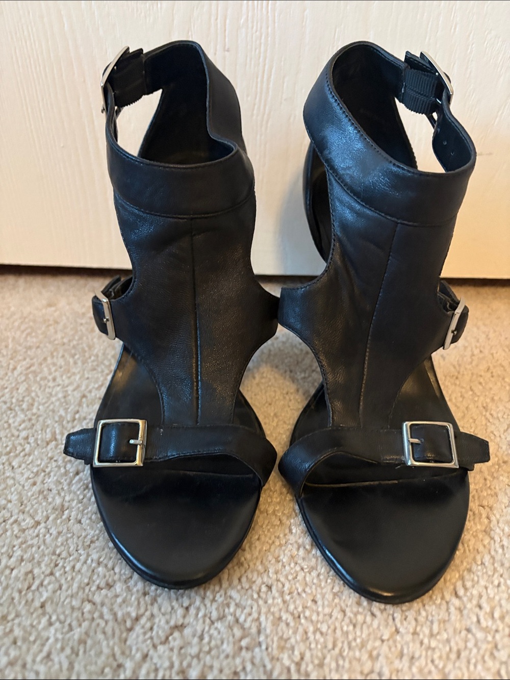 Aldo Black Buckle Gladiator Heels